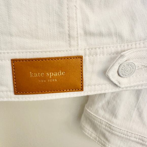 $298 KATE SPADE NWT Classic All White Denim Jean Jacket – Large - Picture 7 of 15